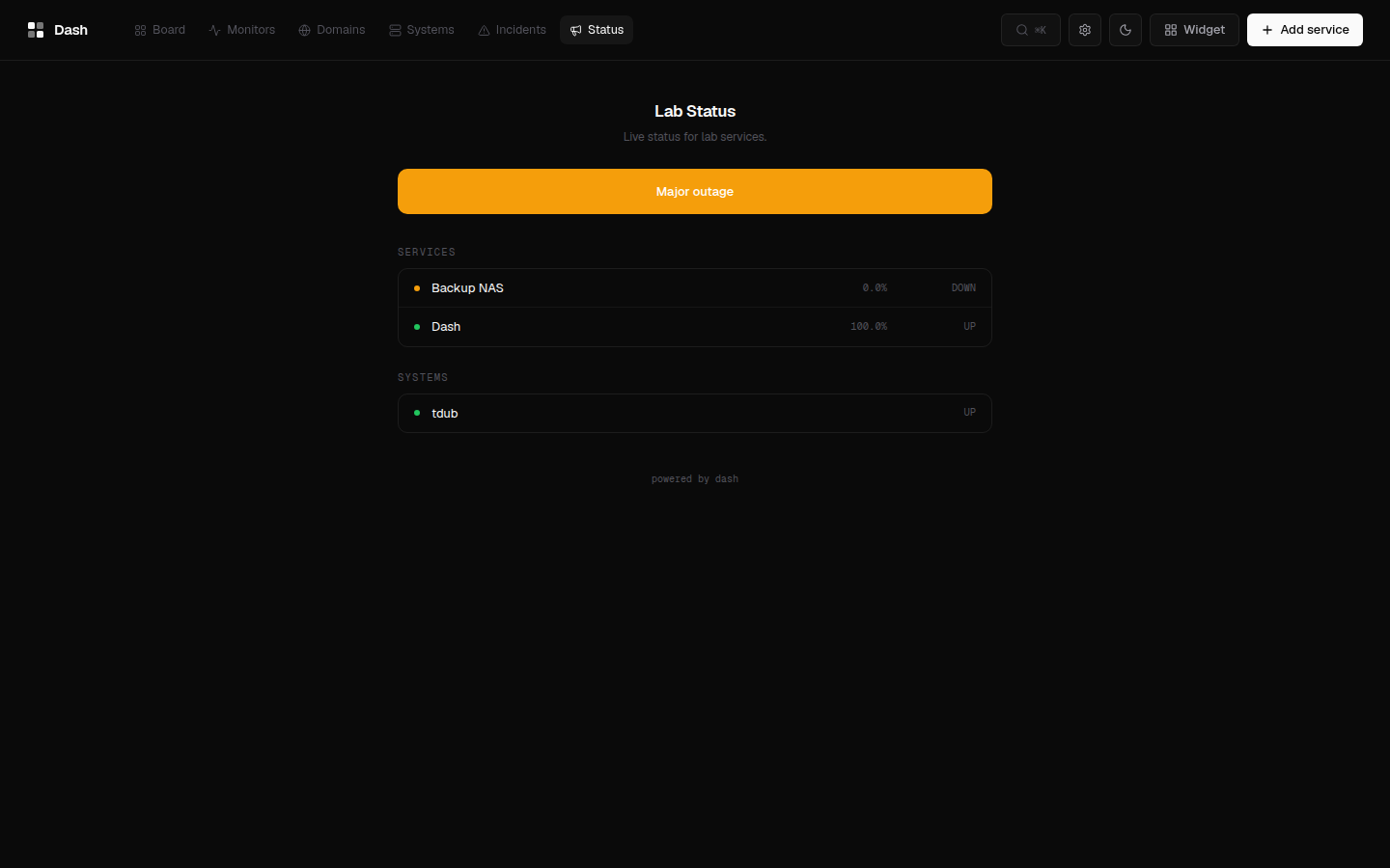 Status page
