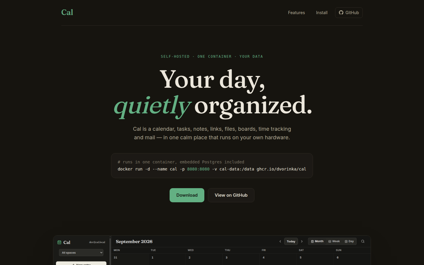 Cal landing page