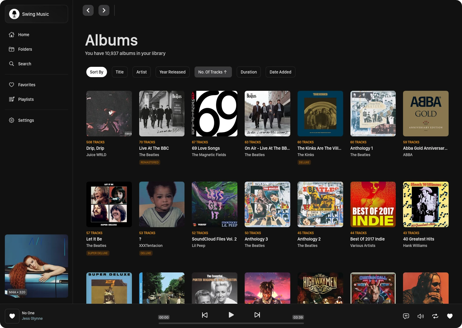 The browse albums page